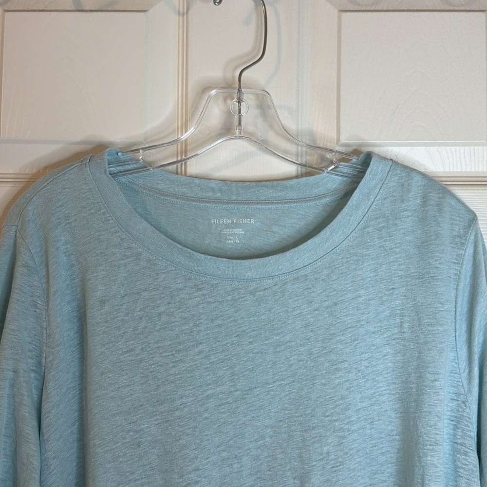 NEW Eileen Fisher Set Of 2 Organic Linen Beach Cottage Core Top & Black V-neck L - Picture 7 of 14